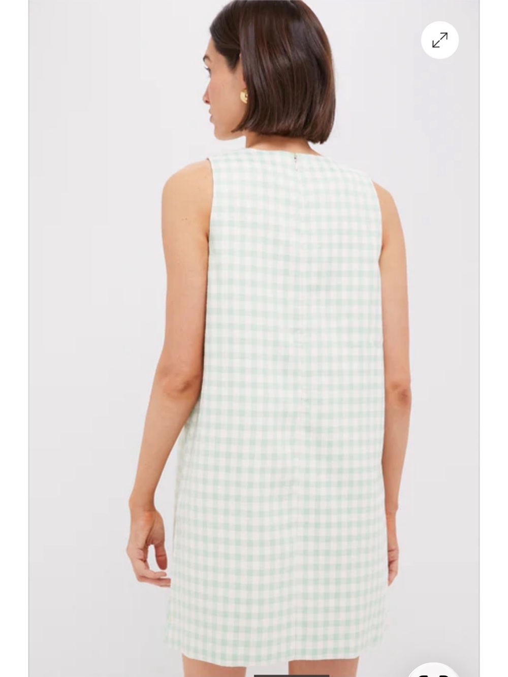 Tuckernuck mint green & white Gingham Mini Dress green check print NEW Size L - Picture 4 of 13